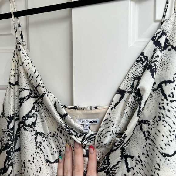 Fashion Nova Snake Print Slip Dress w/ Cowl Neck - Picture 2 of 4